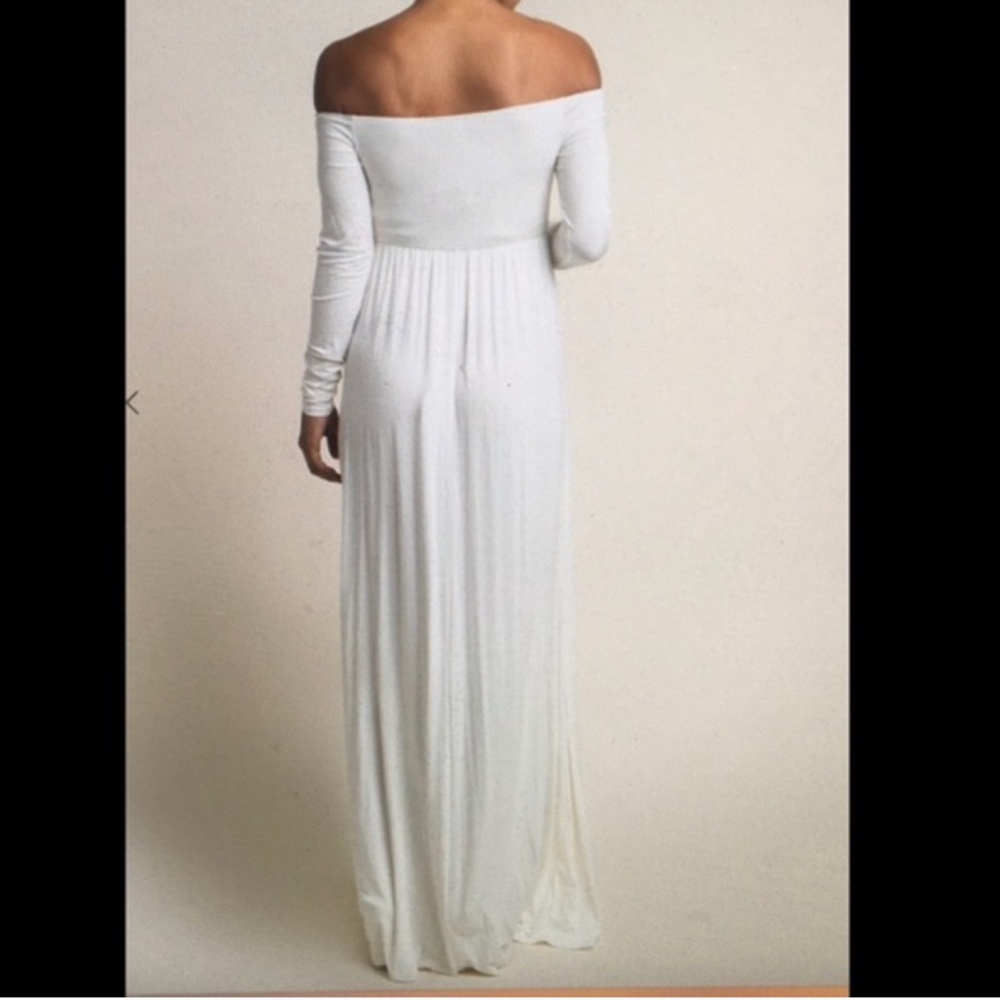 NWOT White Off Shoulder Maternity Maxi Dress - Picture 2 of 6